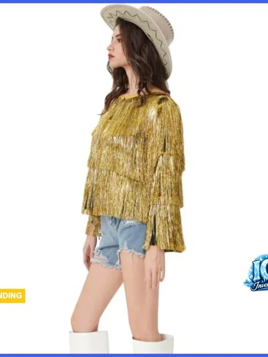 Sparkly Tinsel Fringe Jacket with Loose Fit for Festival Wear - Picture 6 of 6